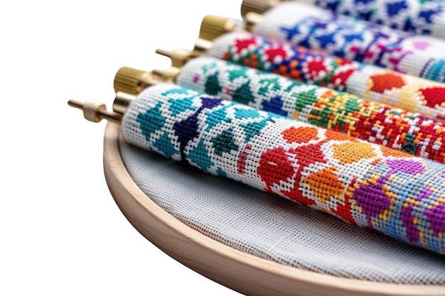 detaliu broderie tradițională colorată